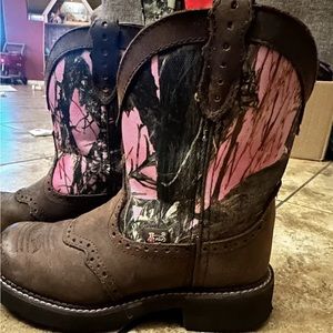 Justin Pink Camo Boots Leather 7 B